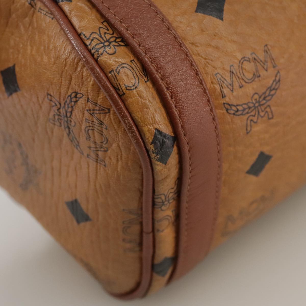 MCM Vicetos Logogram Shoulder Bag PVC Leather Brown Auth ki5337