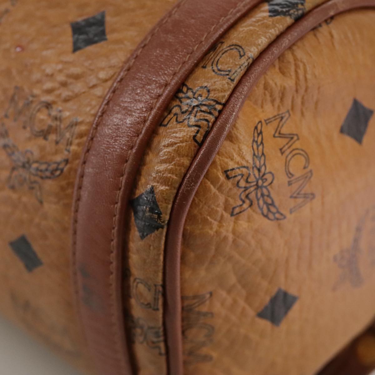 MCM Vicetos Logogram Shoulder Bag PVC Leather Brown Auth ki5337