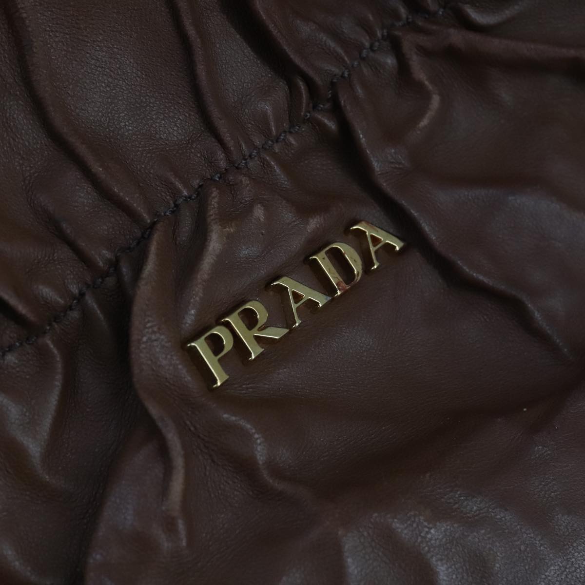 PRADA Tote Bag Leather 2way Brown Auth ki5372