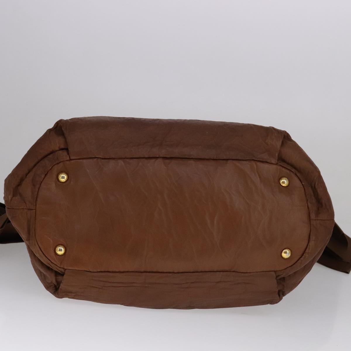 PRADA Tote Bag Leather 2way Brown Auth ki5372