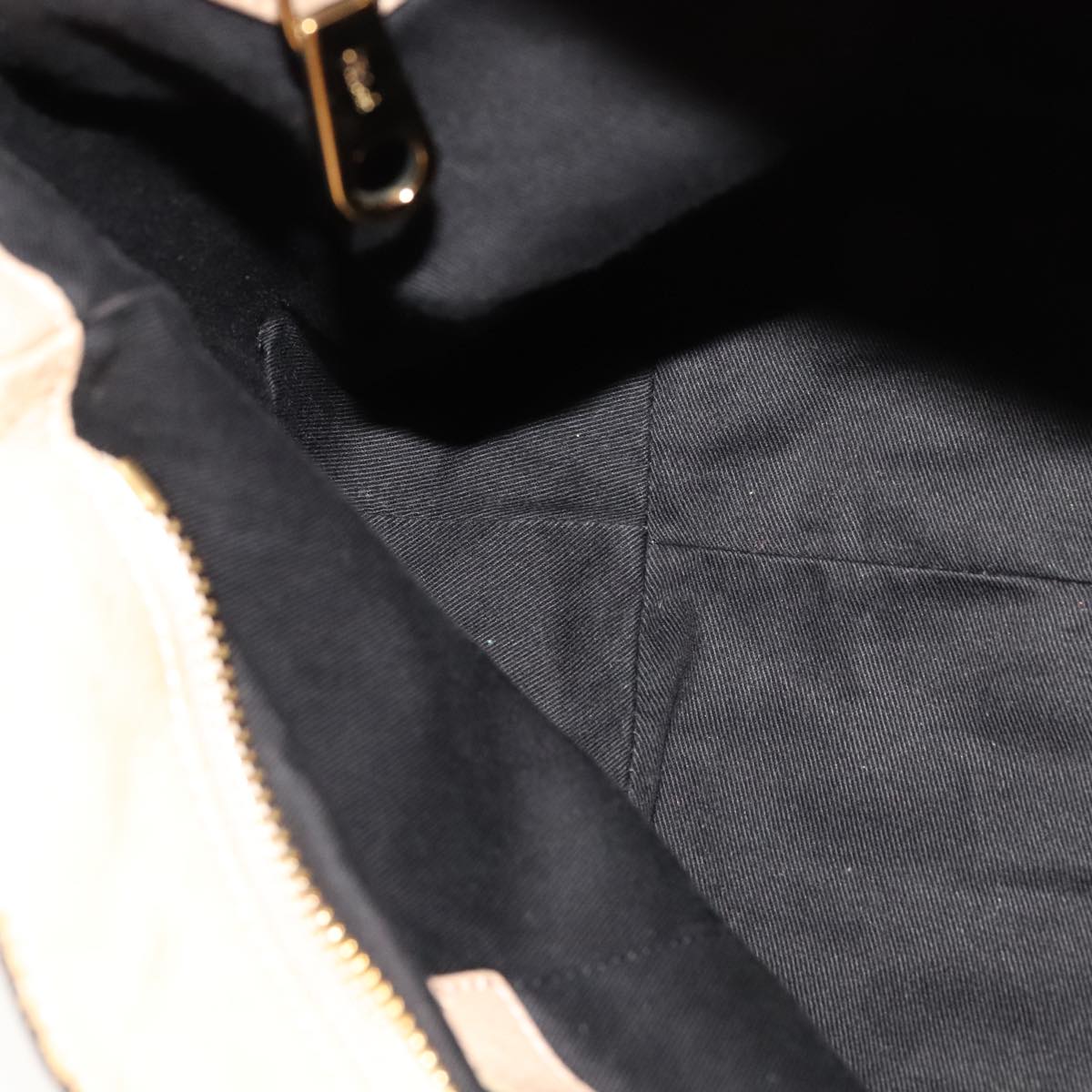 Chloe Etel Hand Bag Leather 2way Beige Gold Auth ki5376