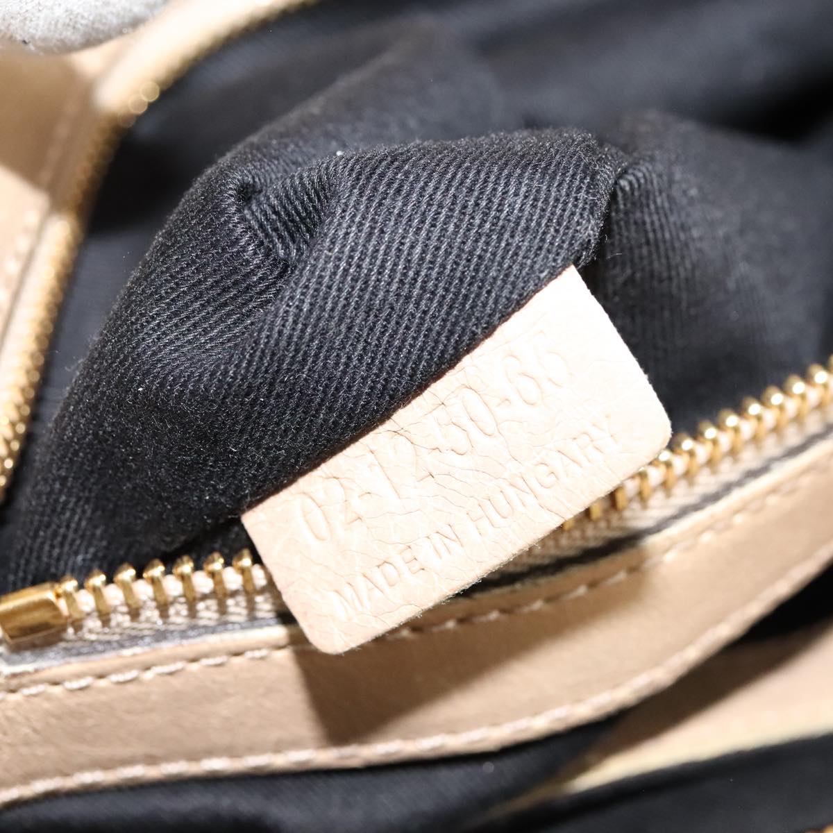 Chloe Etel Hand Bag Leather 2way Beige Gold Auth ki5376