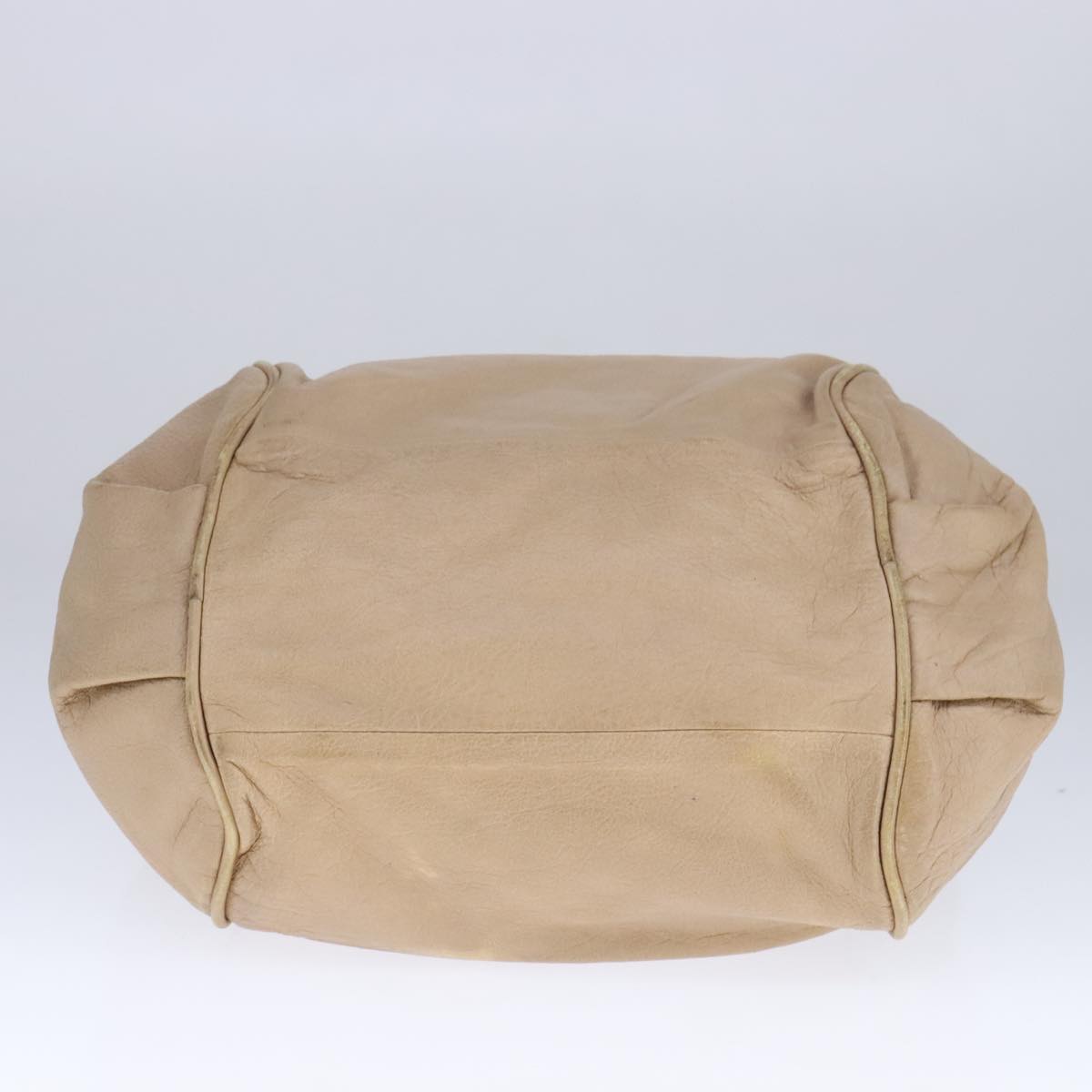 Chloe Etel Hand Bag Leather 2way Beige Gold Auth ki5376