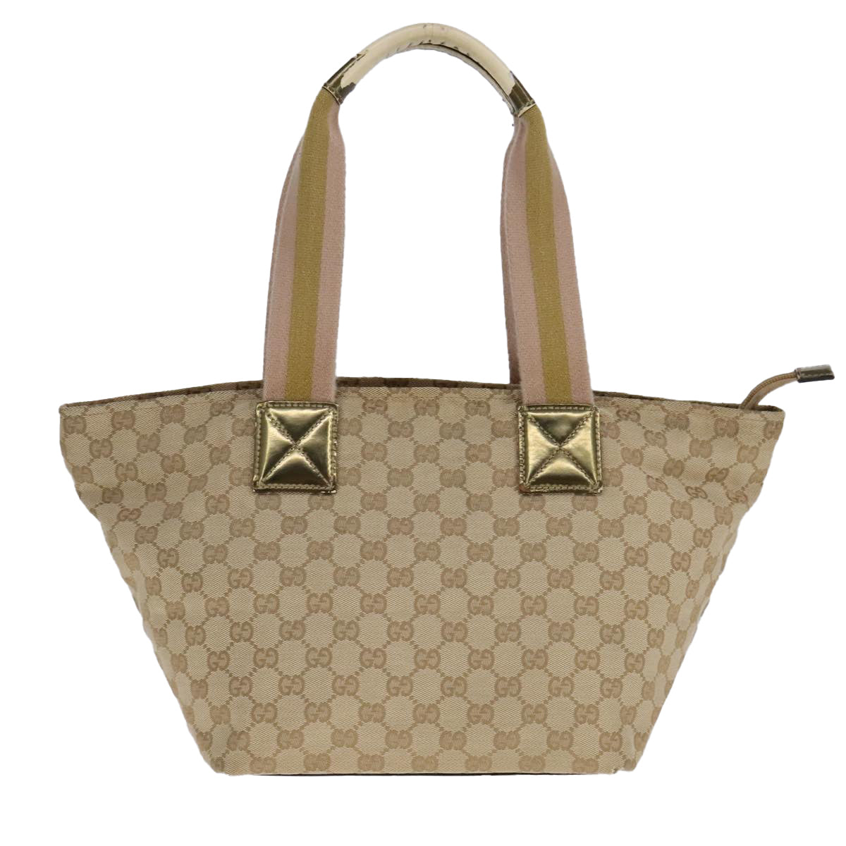 GUCCI GG Canvas Sherry Line Tote Bag Beige Gold pink 131230 Auth ki5389