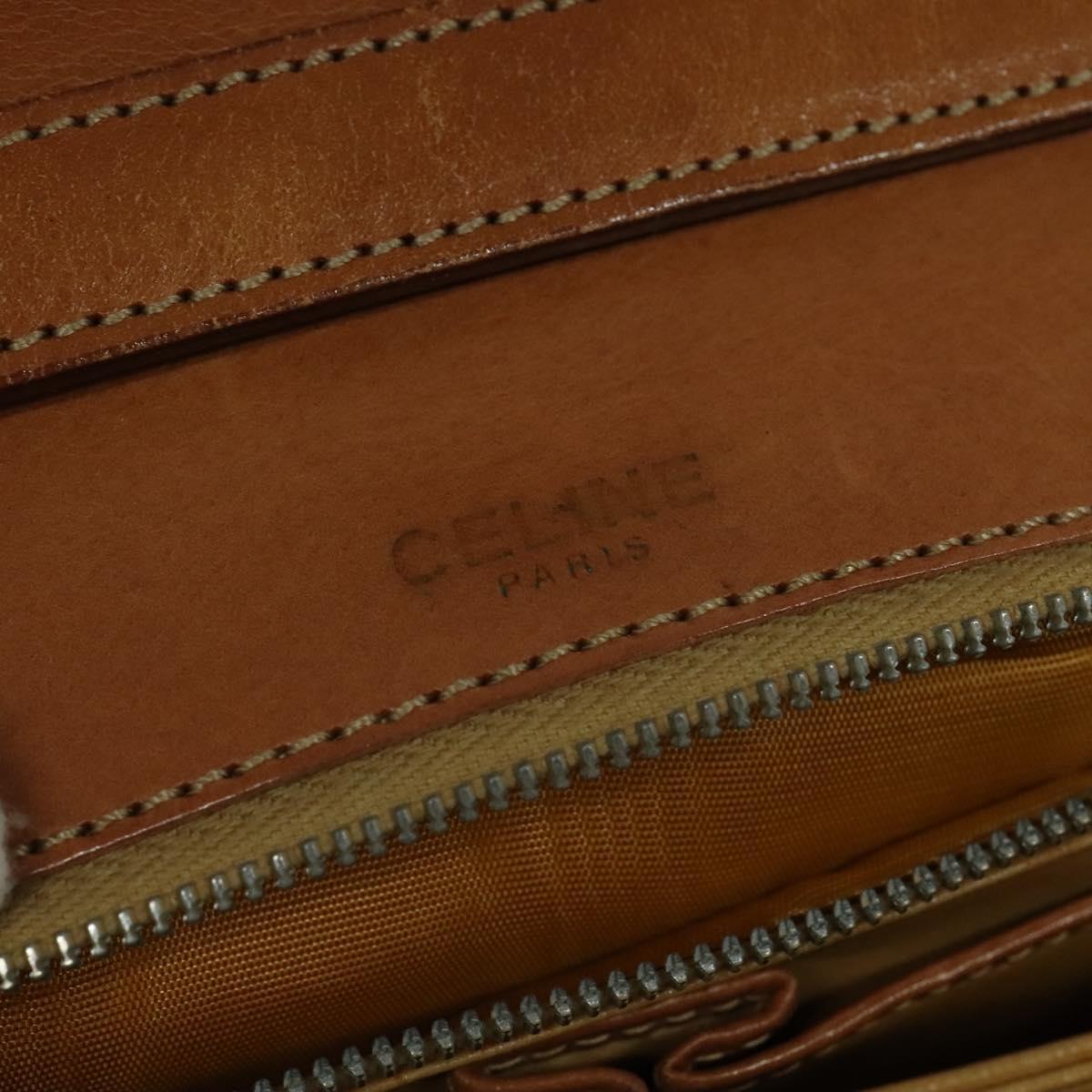 CELINE Macadam Canvas Shoulder Bag PVC Leather Brown Auth ki5395