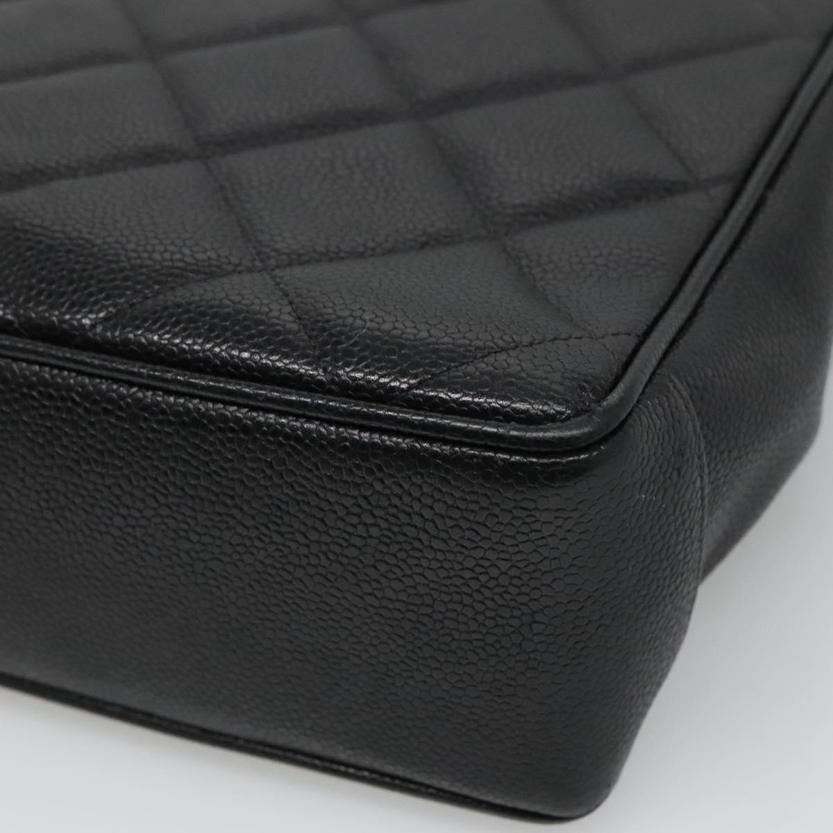 CHANEL Matelasse Chain Shoulder Bag Calf Skin Black Gold CC Auth ki5432