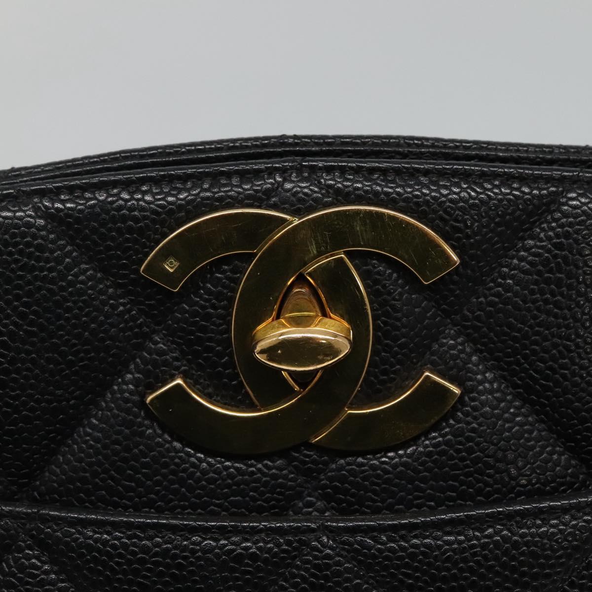 CHANEL Matelasse Chain Shoulder Bag Calf Skin Black Gold CC Auth ki5432