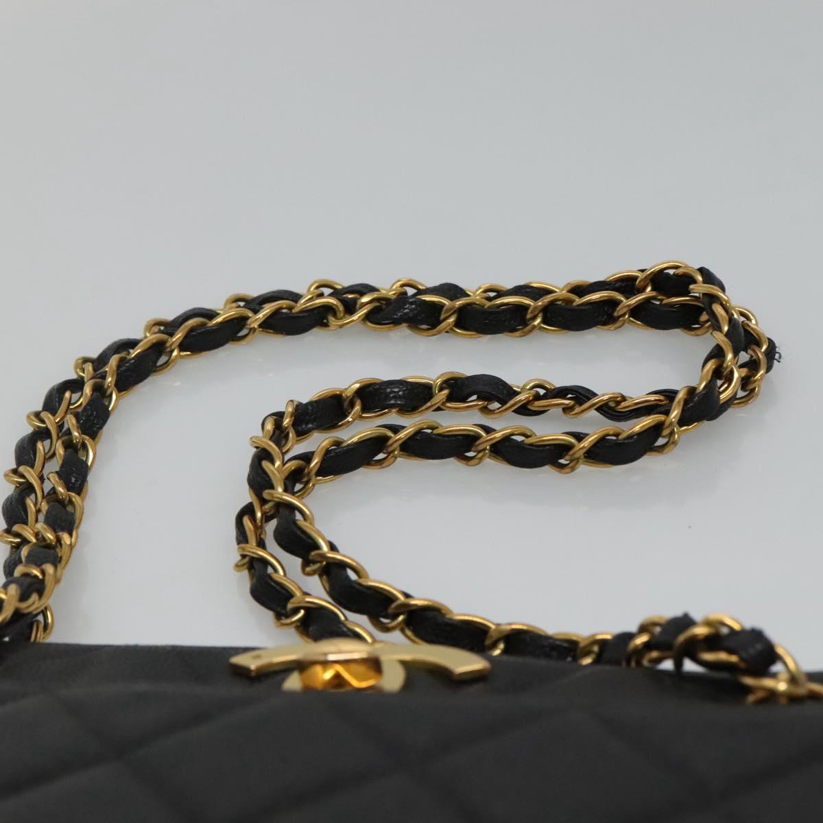 CHANEL Matelasse Chain Shoulder Bag Calf Skin Black Gold CC Auth ki5432