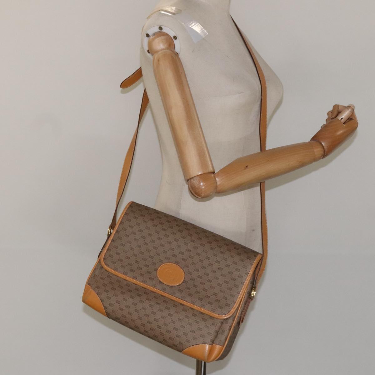 GUCCI Micro GG Supreme Shoulder Bag PVC Beige Gold 001 116 0924 Auth ki5438