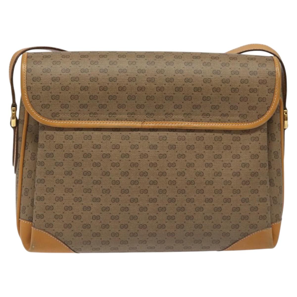 GUCCI Micro GG Supreme Shoulder Bag PVC Beige Gold 001 116 0924 Auth ki5438