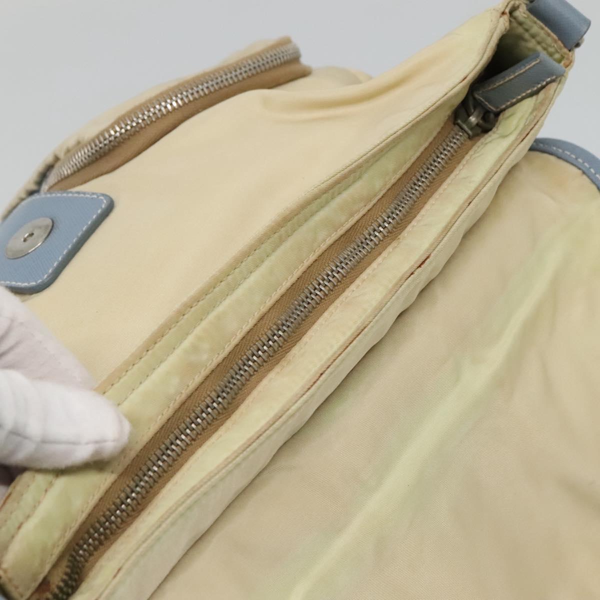 PRADA Shoulder Bag Nylon Leather Beige Auth ki5455