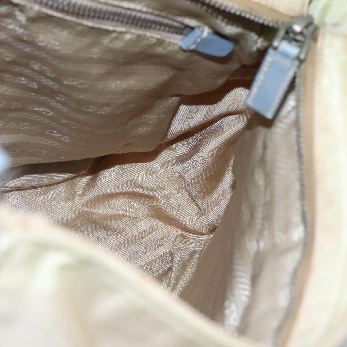 PRADA Shoulder Bag Nylon Leather Beige Auth ki5455