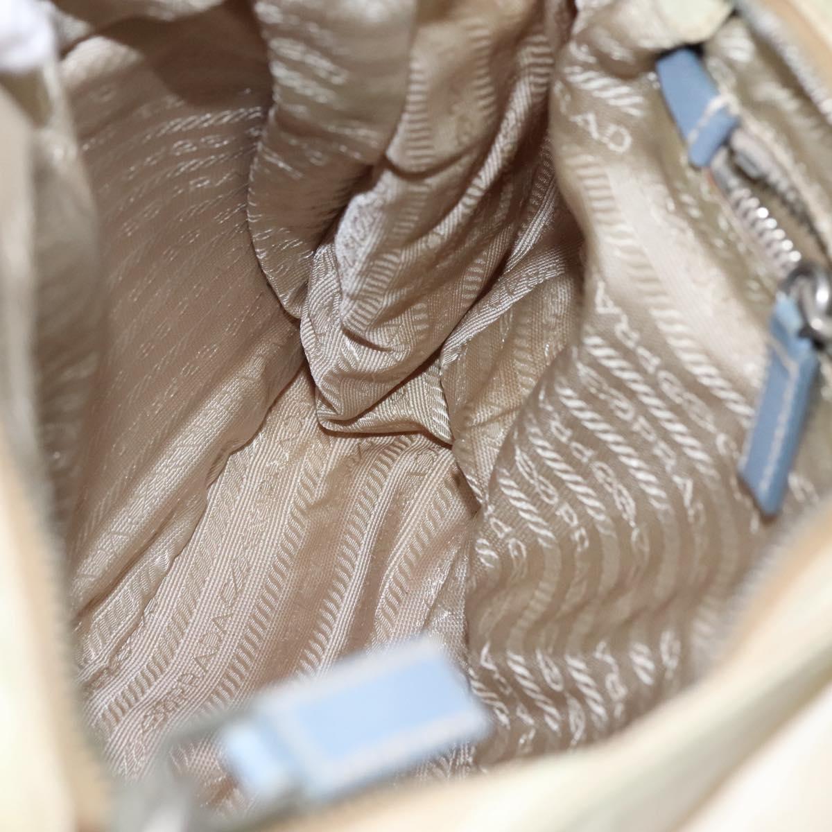 PRADA Shoulder Bag Nylon Leather Beige Auth ki5455