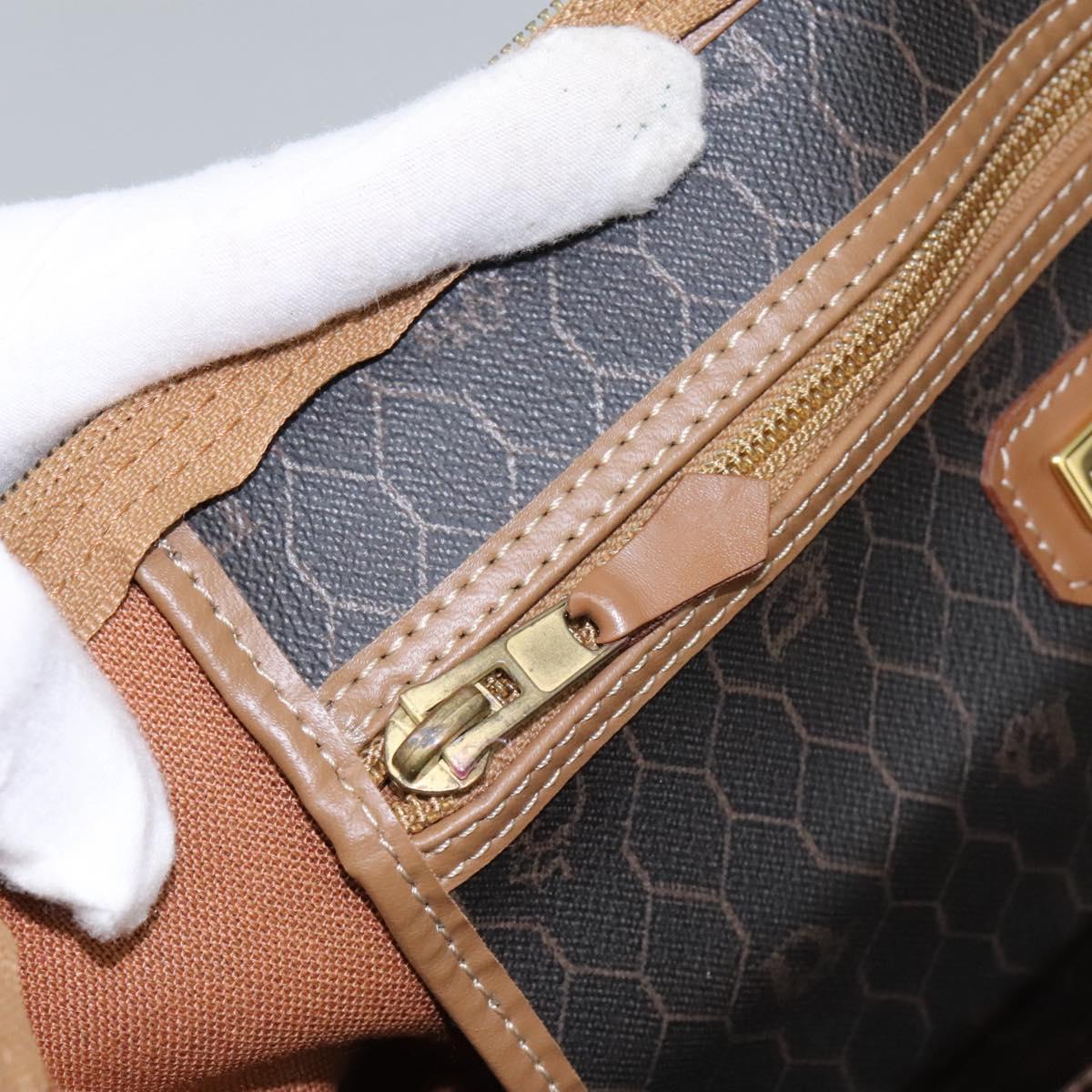 Christian Dior Honeycomb Canvas Boston Bag PVC Leather Black Auth ki5469