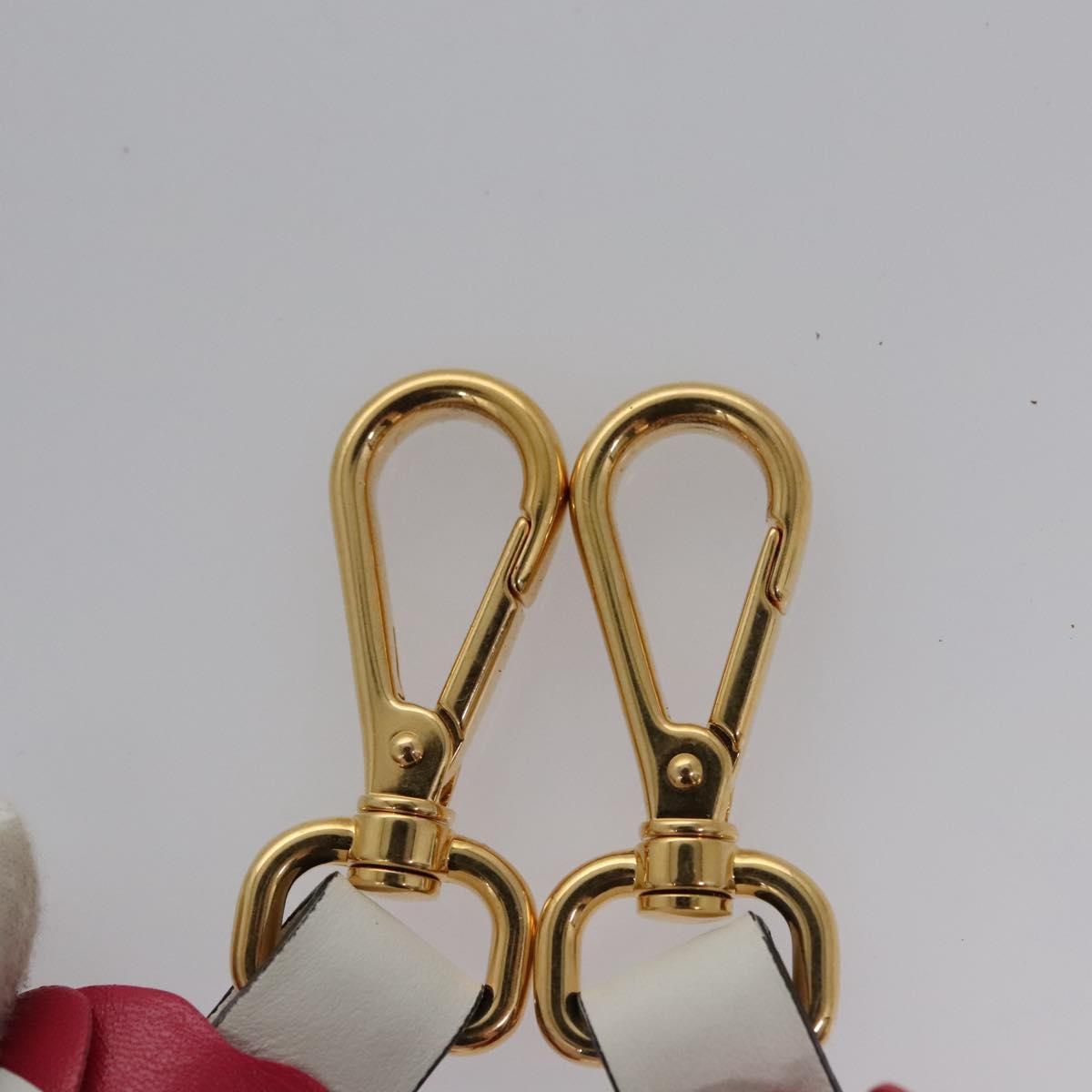 PRADA Flower Shoulder Strap Leather 40.2"""" White Auth ki5474V