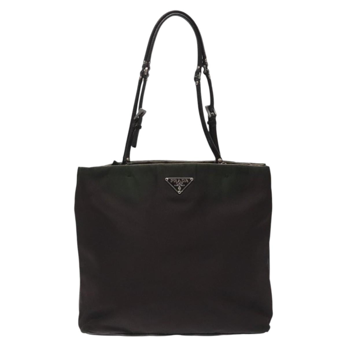 PRADA Hand Bag Nylon Khaki Auth ki5477