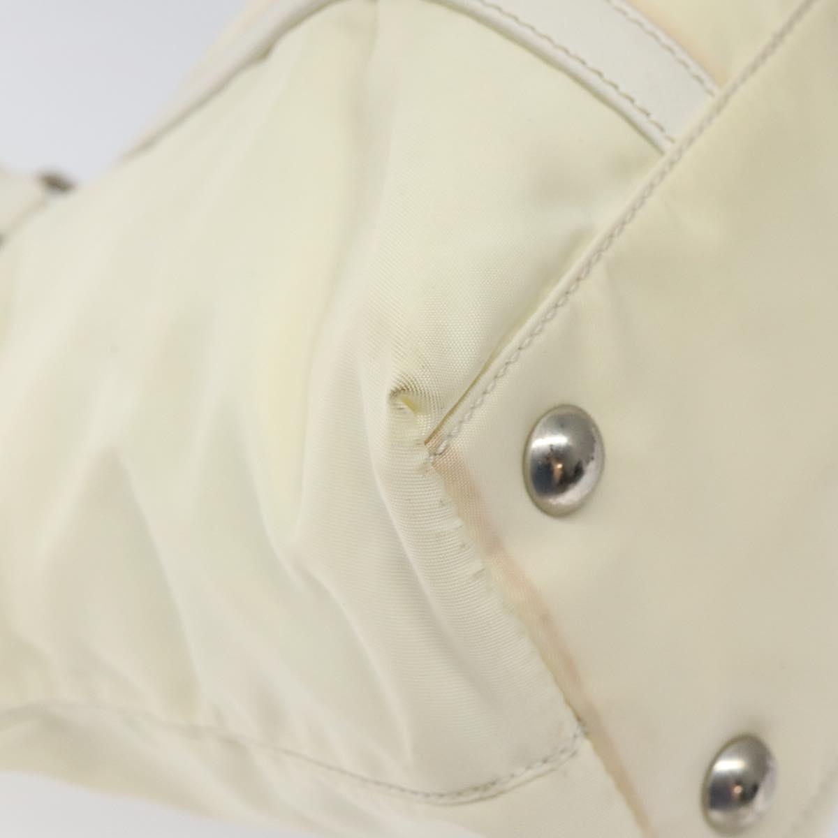 PRADA Hand Bag Nylon White Silver Auth ki5482
