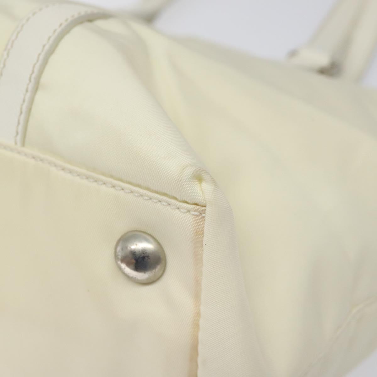 PRADA Hand Bag Nylon White Silver Auth ki5482