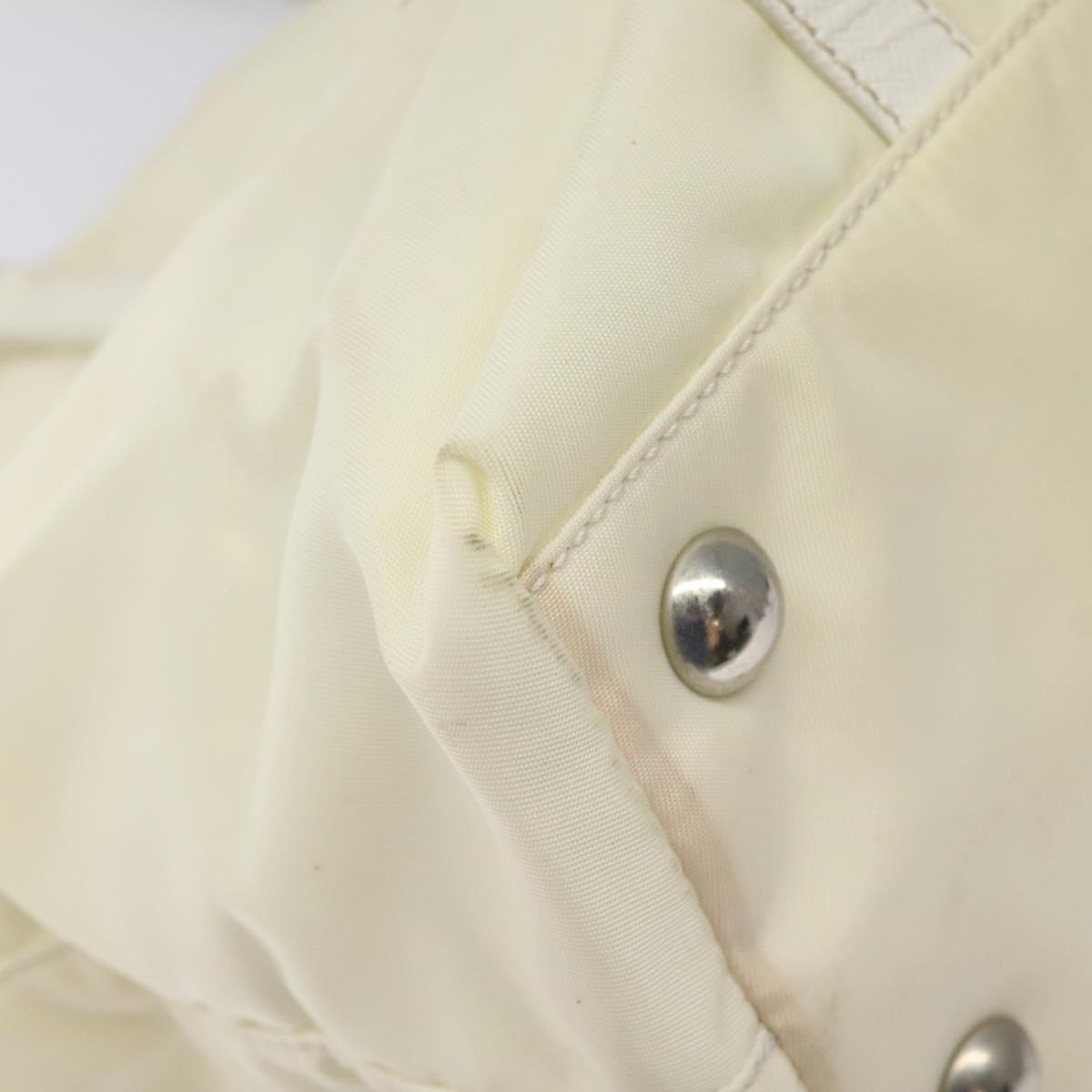 PRADA Hand Bag Nylon White Silver Auth ki5482