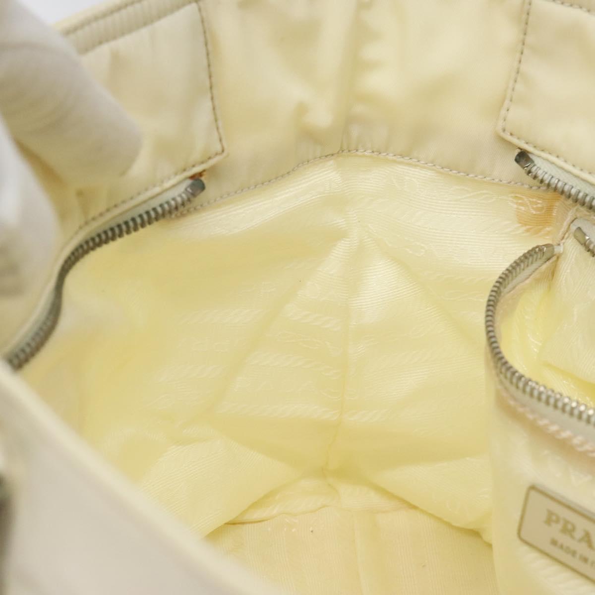 PRADA Hand Bag Nylon White Silver Auth ki5482