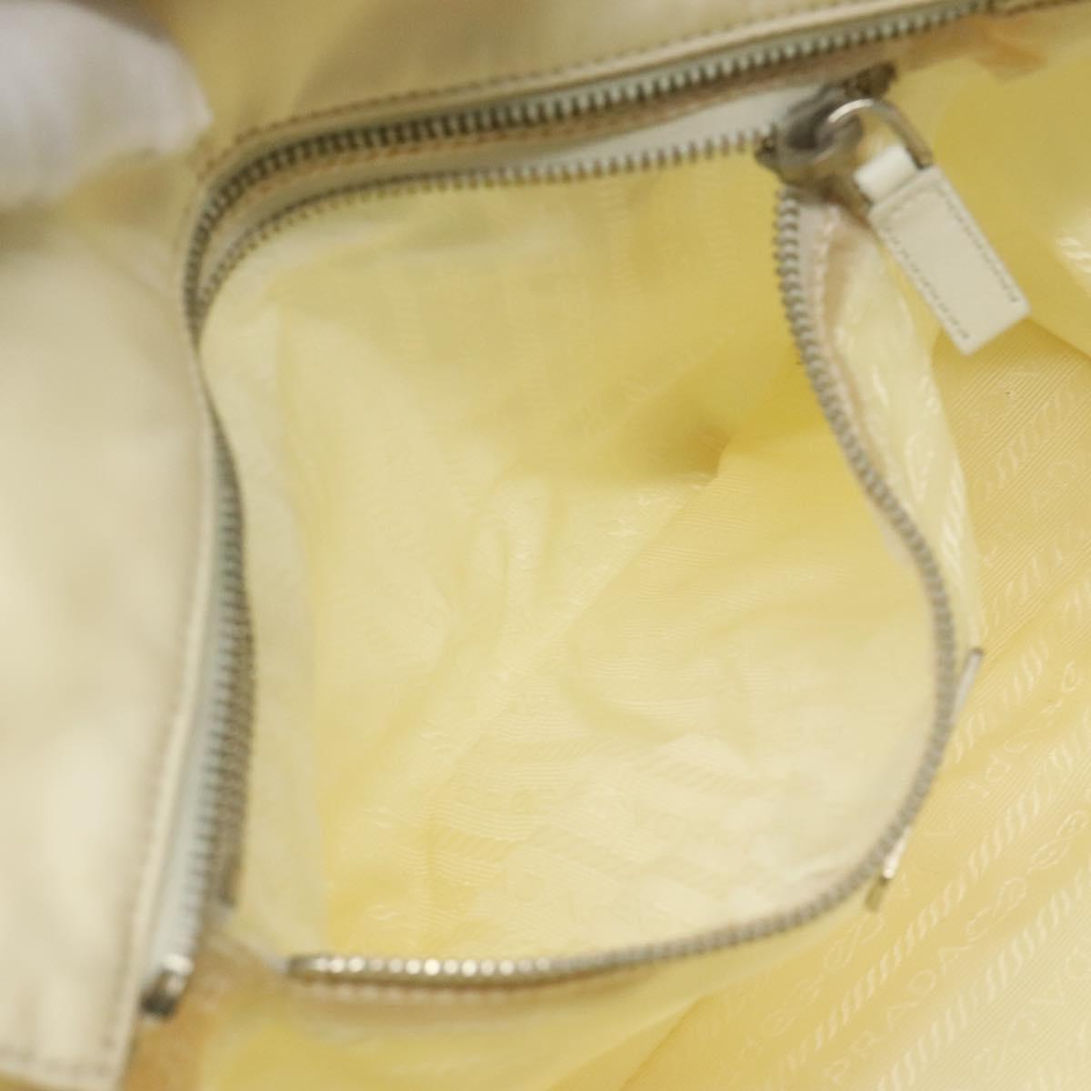 PRADA Hand Bag Nylon White Silver Auth ki5482