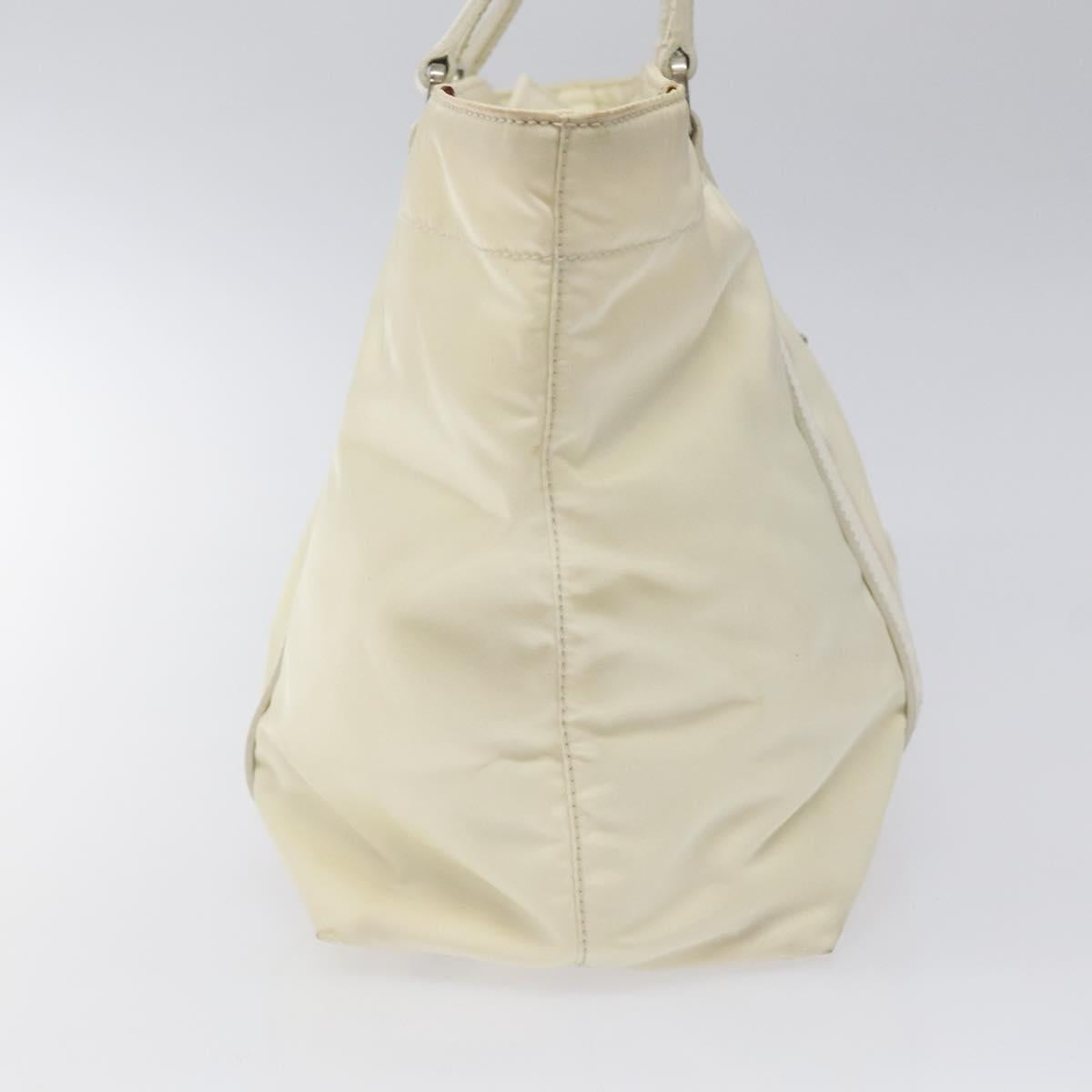 PRADA Hand Bag Nylon White Silver Auth ki5482