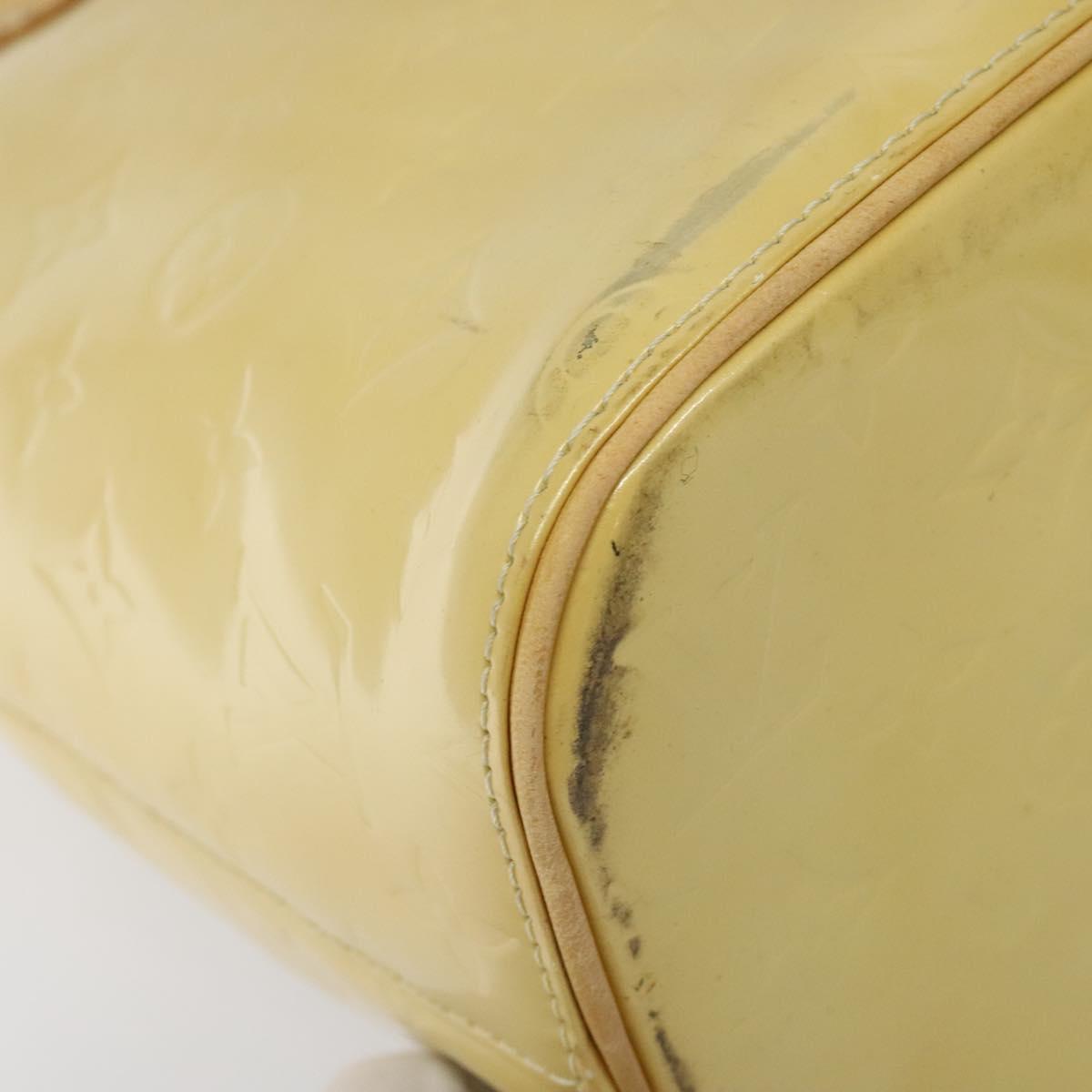 LOUIS VUITTON Monogram Vernis Houston Hand Bag Lime Yellow M91055 LV Auth ki5489