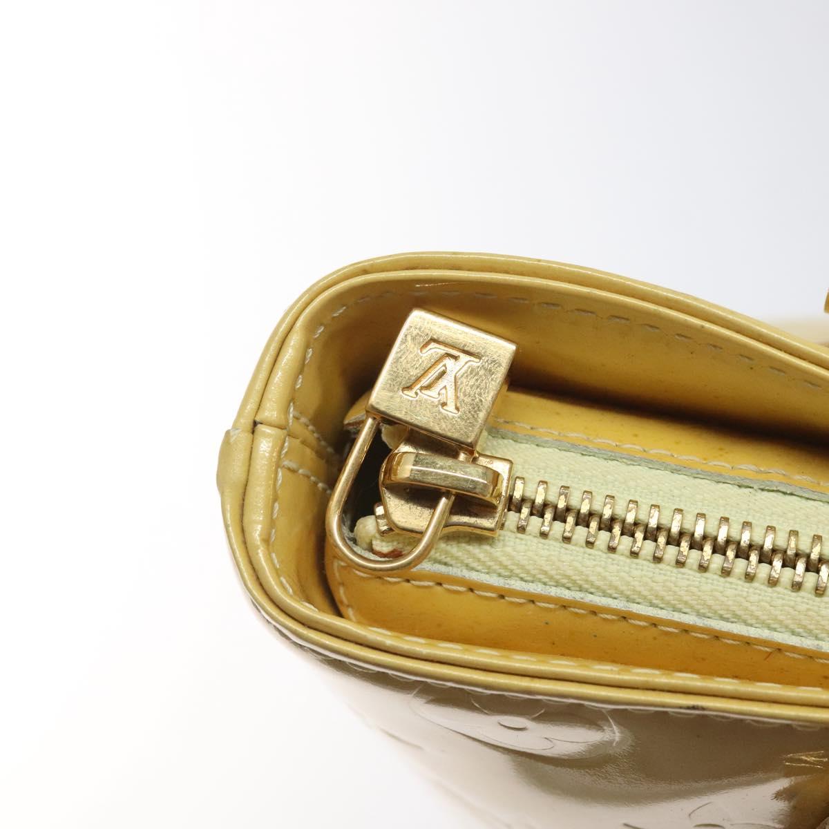 LOUIS VUITTON Monogram Vernis Houston Hand Bag Lime Yellow M91055 LV Auth ki5489