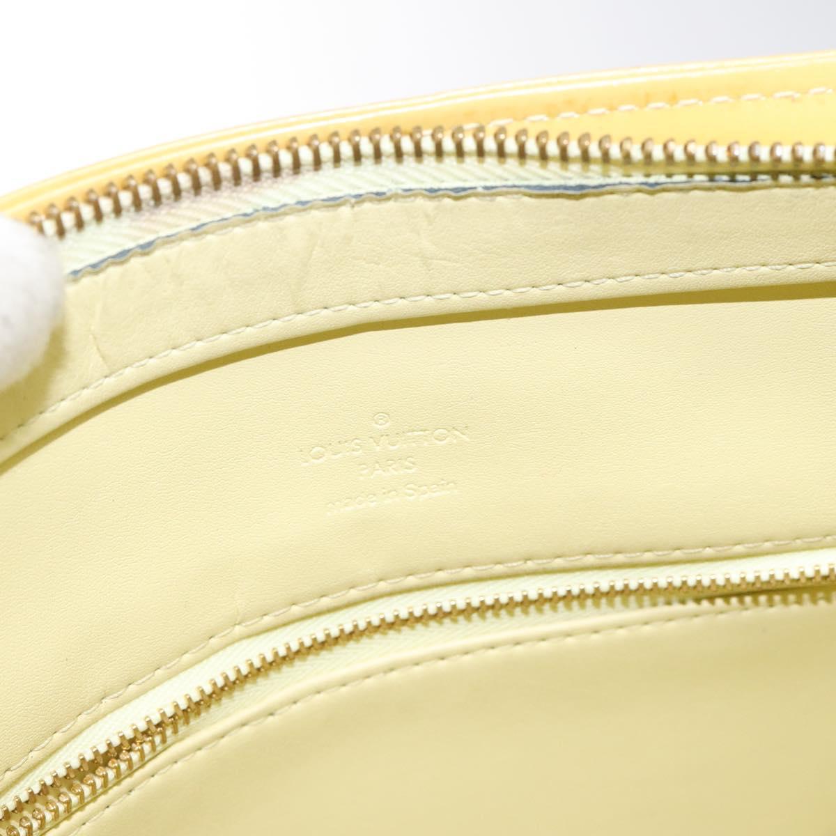 LOUIS VUITTON Monogram Vernis Houston Hand Bag Lime Yellow M91055 LV Auth ki5489