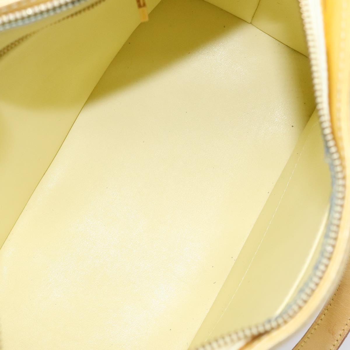 LOUIS VUITTON Monogram Vernis Houston Hand Bag Lime Yellow M91055 LV Auth ki5489