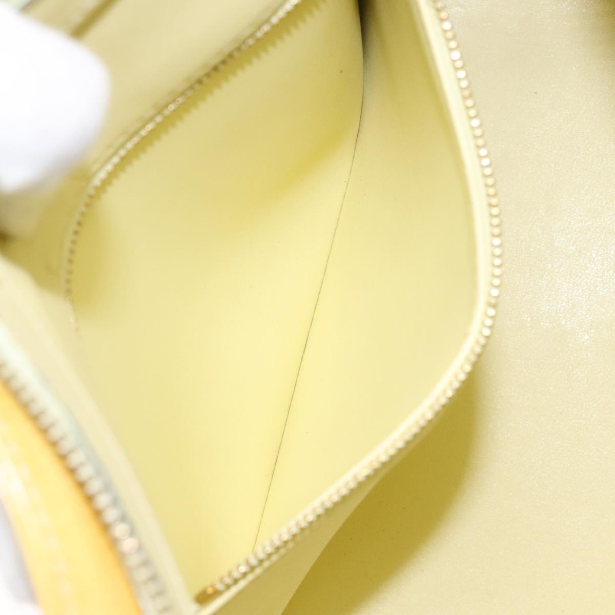 LOUIS VUITTON Monogram Vernis Houston Hand Bag Lime Yellow M91055 LV Auth ki5489