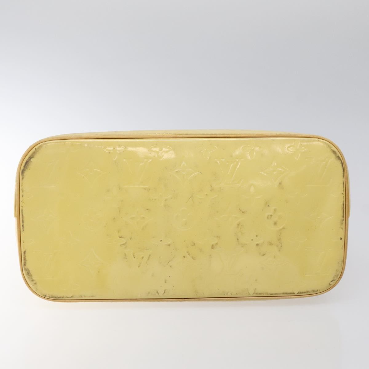 LOUIS VUITTON Monogram Vernis Houston Hand Bag Lime Yellow M91055 LV Auth ki5489