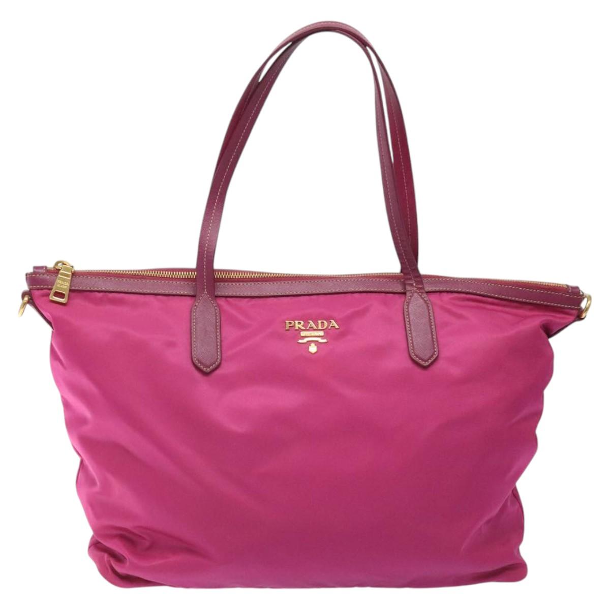 PRADA Tote Bag Nylon 2way Pink Gold Auth ki5497V