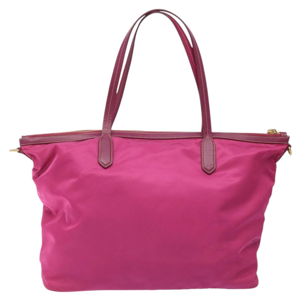 PRADA Tote Bag Nylon 2way Pink Gold Auth ki5497V