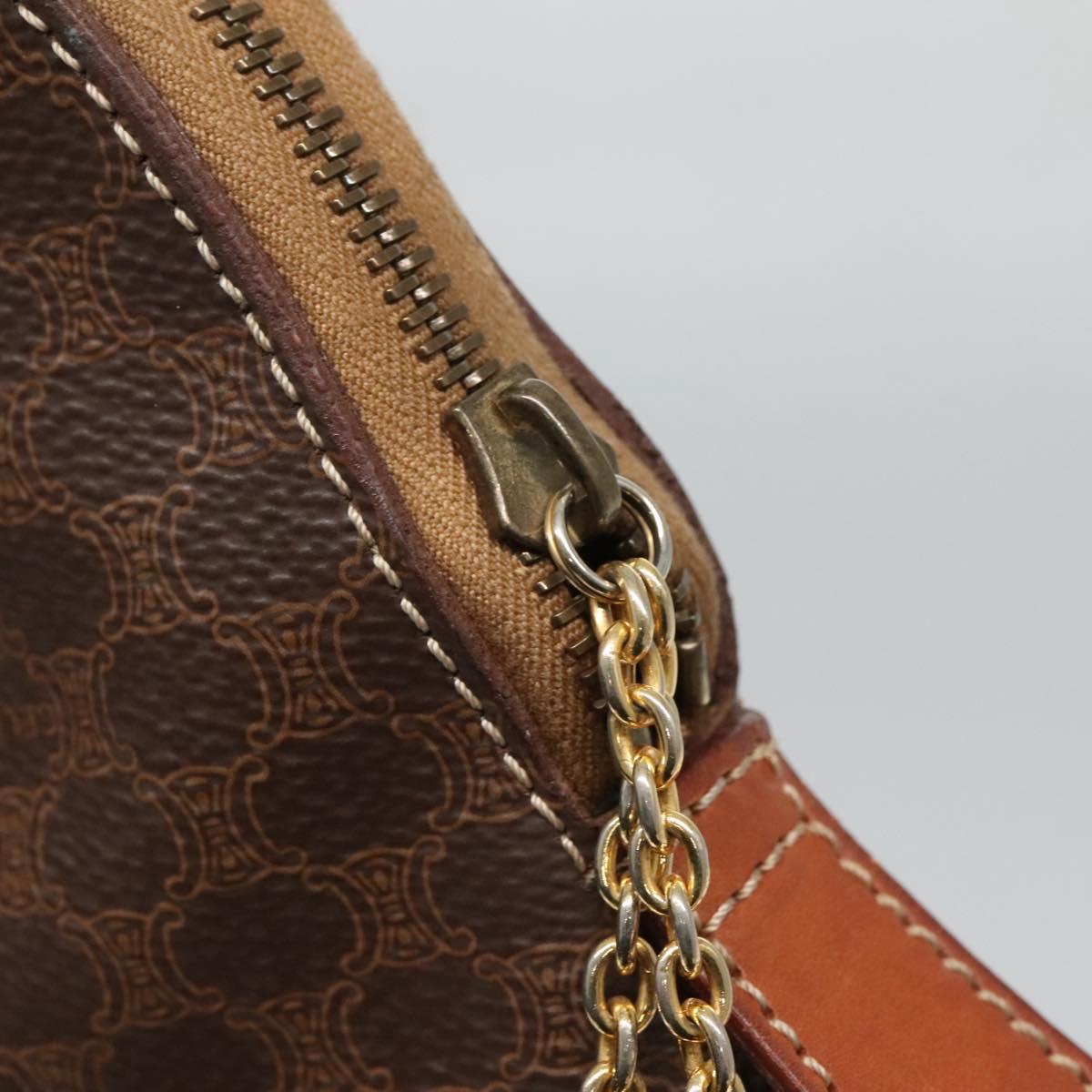 CELINE Macadam Canvas Hand Bag PVC Leather 2way Gold Brown Auth ki5507V