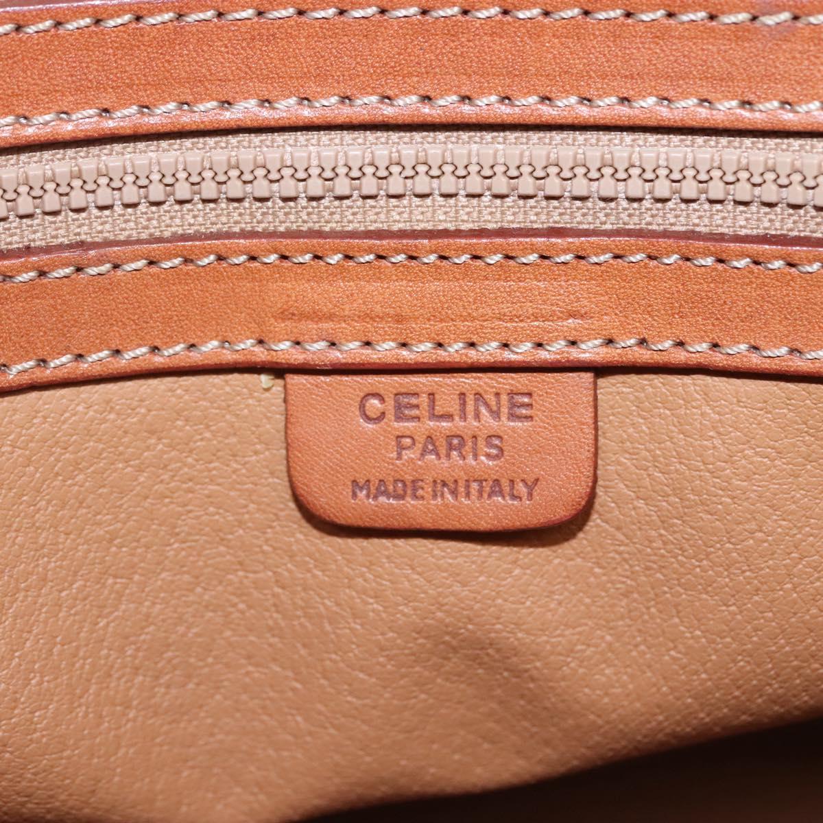 CELINE Macadam Canvas Hand Bag PVC Leather 2way Gold Brown Auth ki5507V