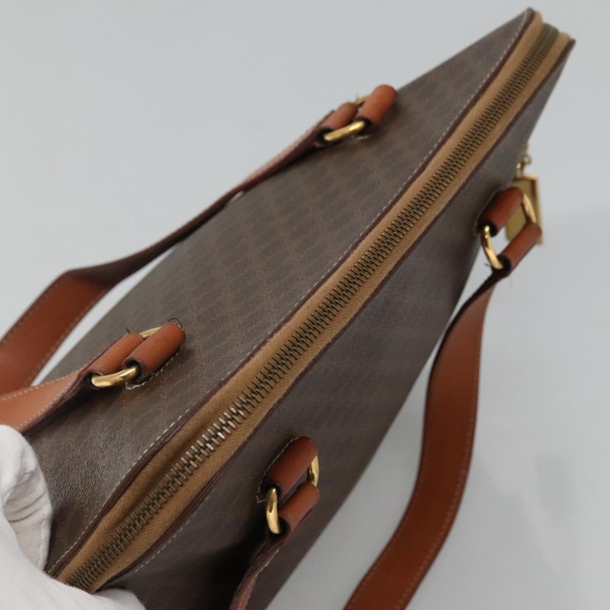 CELINE Macadam Canvas Hand Bag PVC Leather 2way Gold Brown Auth ki5507V