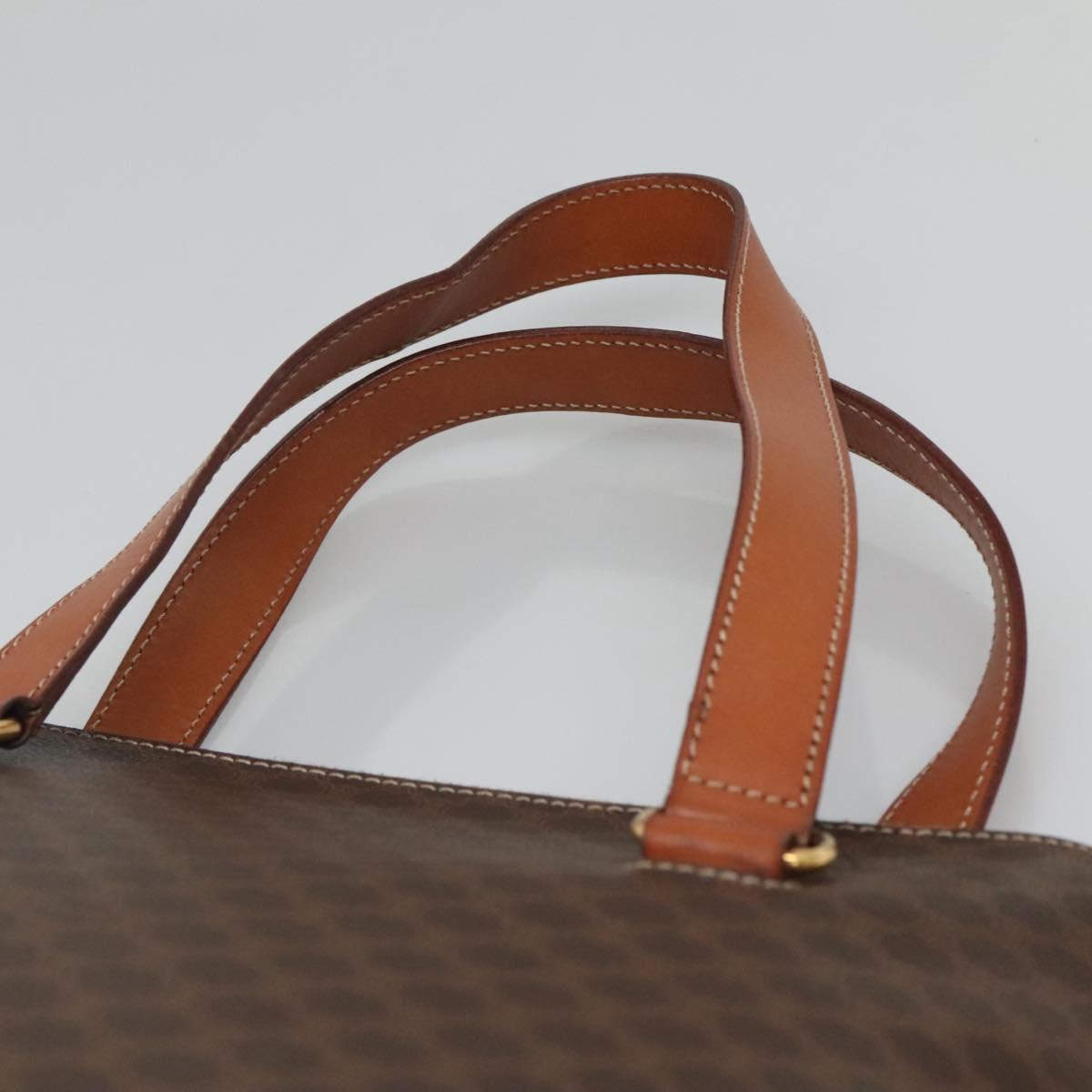CELINE Macadam Canvas Hand Bag PVC Leather 2way Gold Brown Auth ki5507V