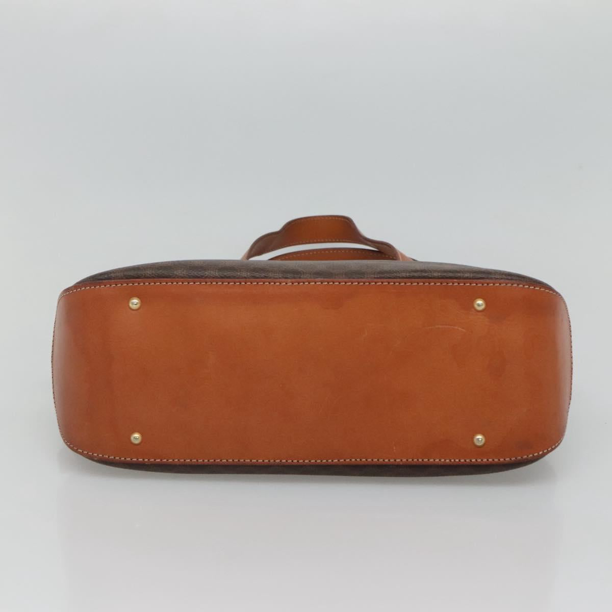 CELINE Macadam Canvas Hand Bag PVC Leather 2way Gold Brown Auth ki5507V