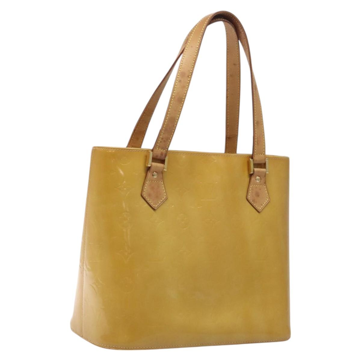 LOUIS VUITTON Monogram Vernis Houston Hand Bag Beige M91004 LV Auth ki5519
