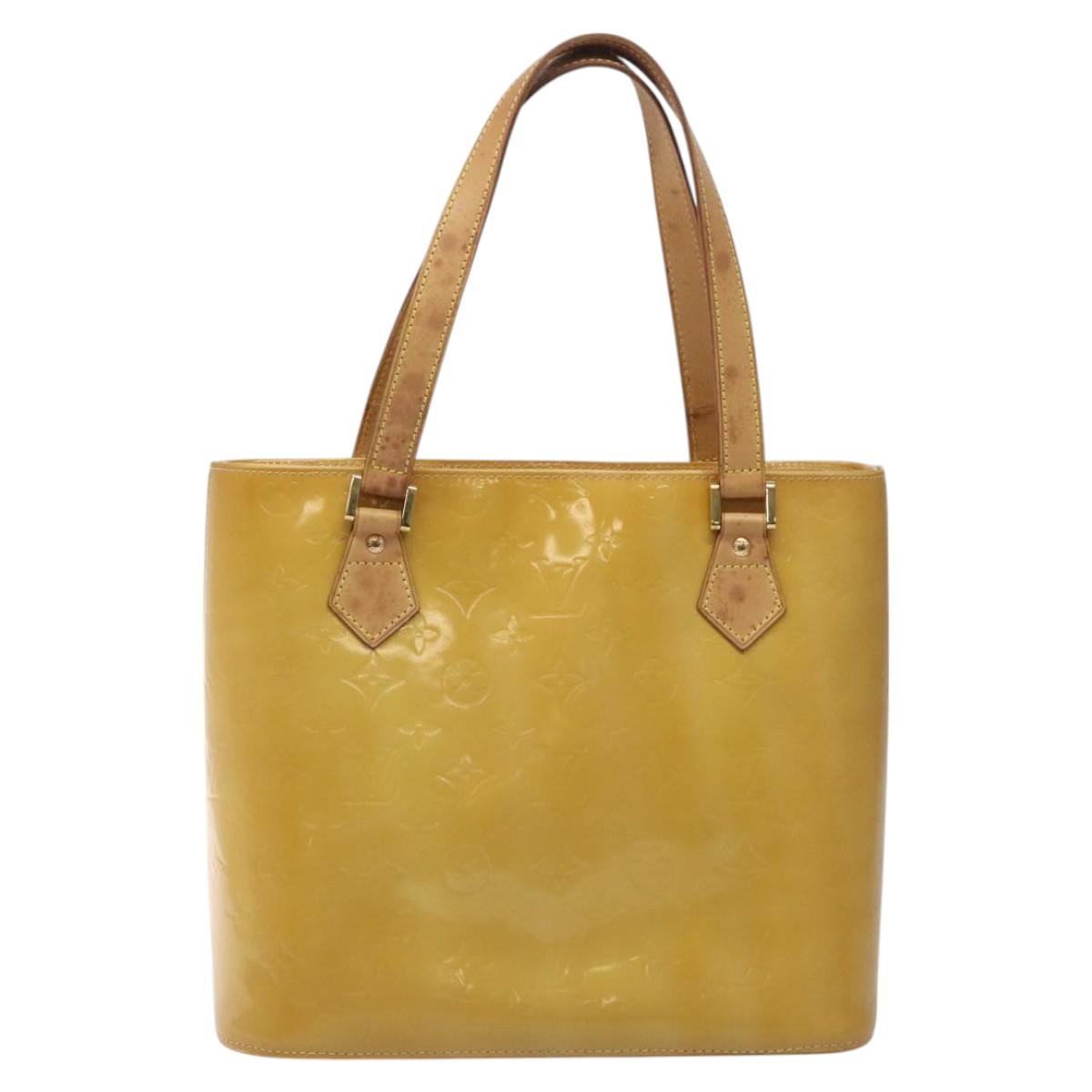 LOUIS VUITTON Monogram Vernis Houston Hand Bag Beige M91004 LV Auth ki5519