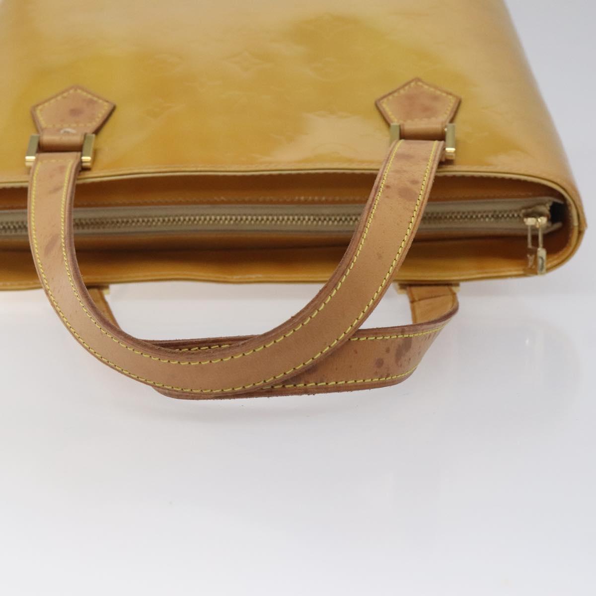 LOUIS VUITTON Monogram Vernis Houston Hand Bag Beige M91004 LV Auth ki5519