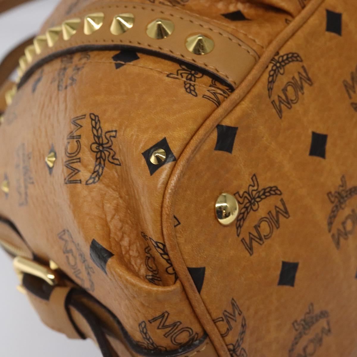 MCM Vicetos Logogram Hand Bag PVC Leather Brown Gold Auth ki5520