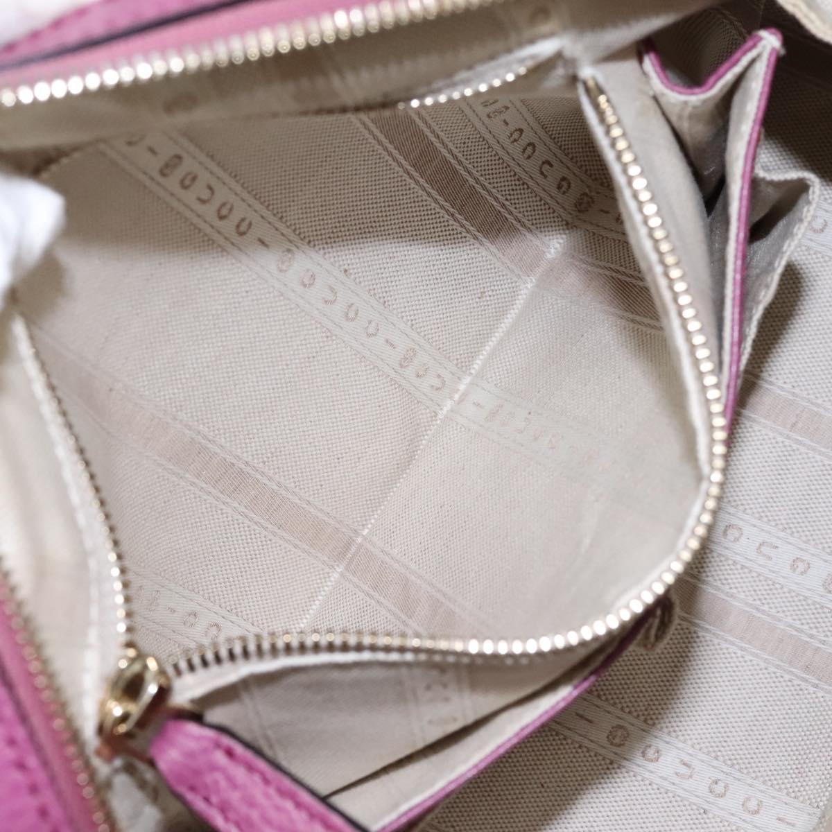 GUCCI Lady Dollar Hand Bag Leather 2way Gold Pink Auth ki5528AV