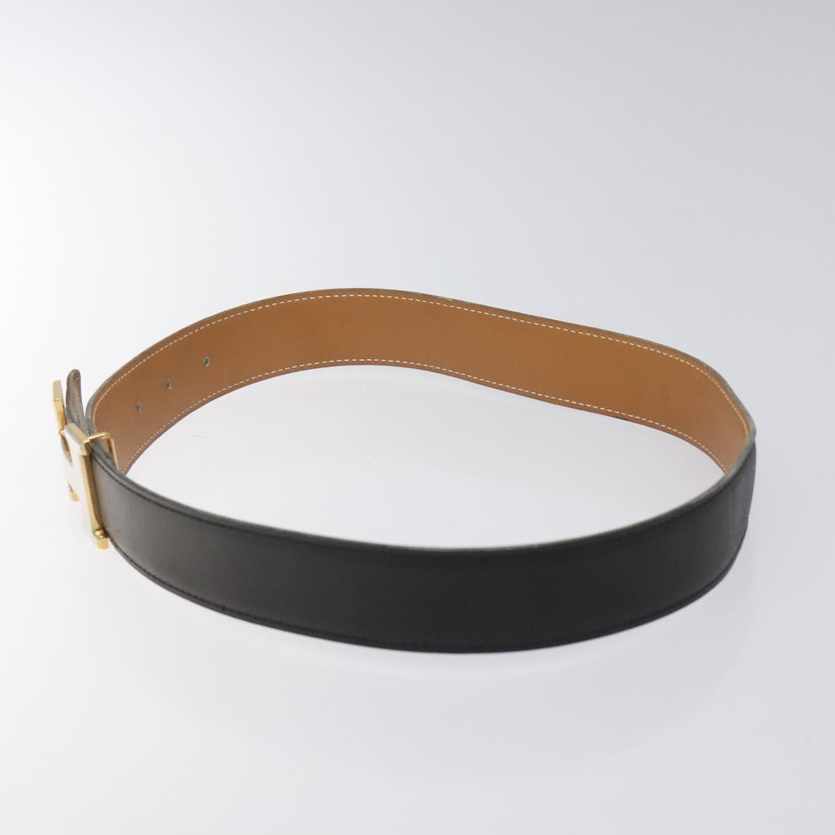 HERMES Twotone Constance H Belt Leather 31.1"" Black Auth ki5531