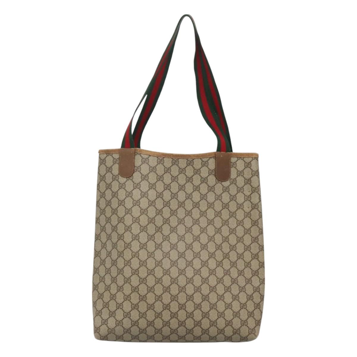 GUCCI GG Supreme Web Sherry Line Bag PVC Beige Green Red 40 02 003 Auth ki5541