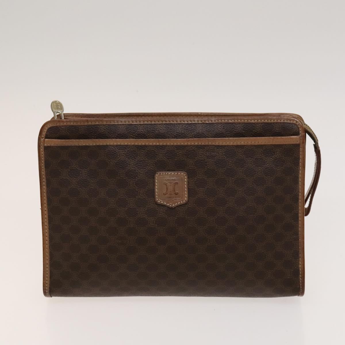 CELINE Macadam Canvas hand Clutch Bag PVC Leather 5Set Brown Beige Auth ki5555