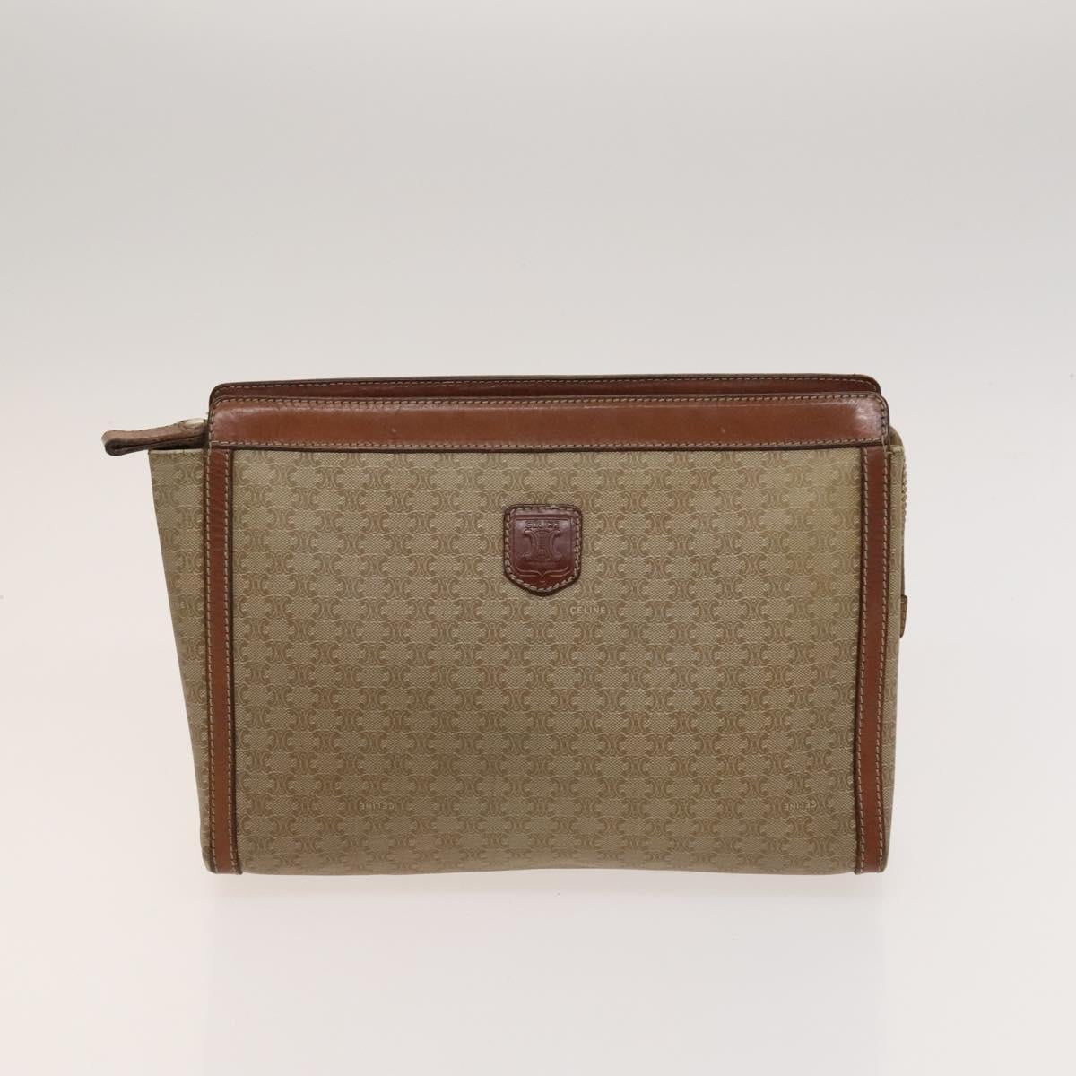 CELINE Macadam Canvas hand Clutch Bag PVC Leather 5Set Brown Beige Auth ki5555