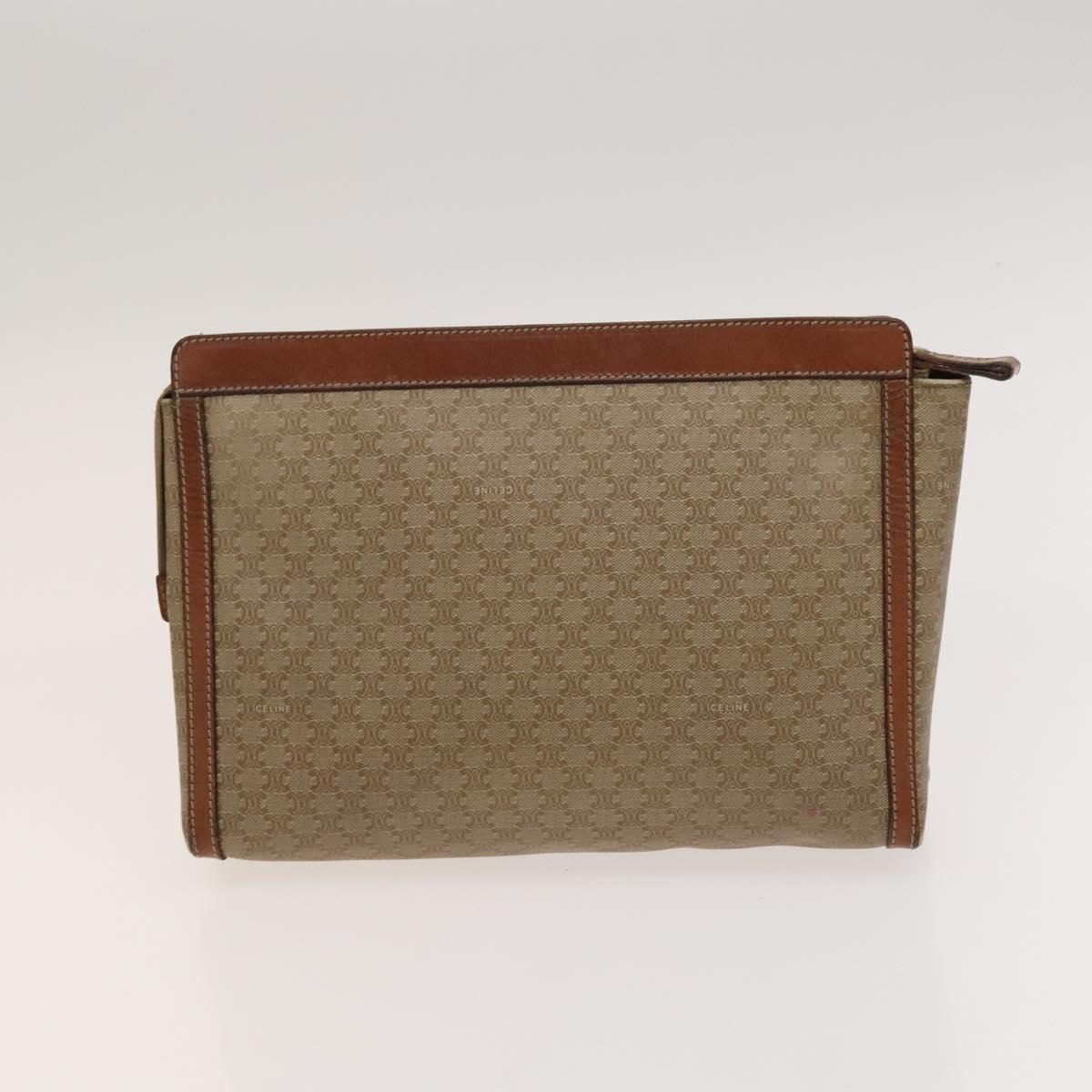 CELINE Macadam Canvas hand Clutch Bag PVC Leather 5Set Brown Beige Auth ki5555