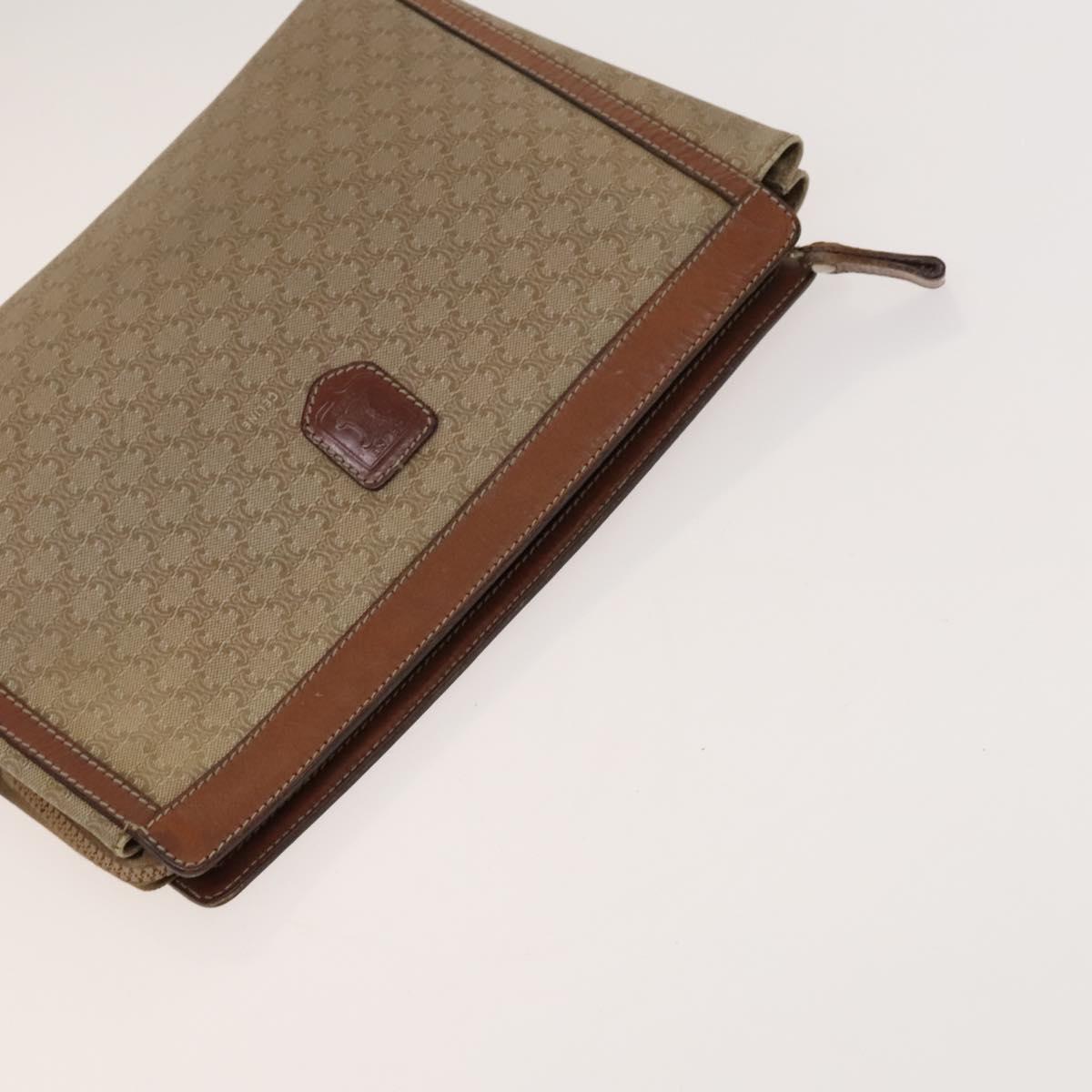 CELINE Macadam Canvas hand Clutch Bag PVC Leather 5Set Brown Beige Auth ki5555